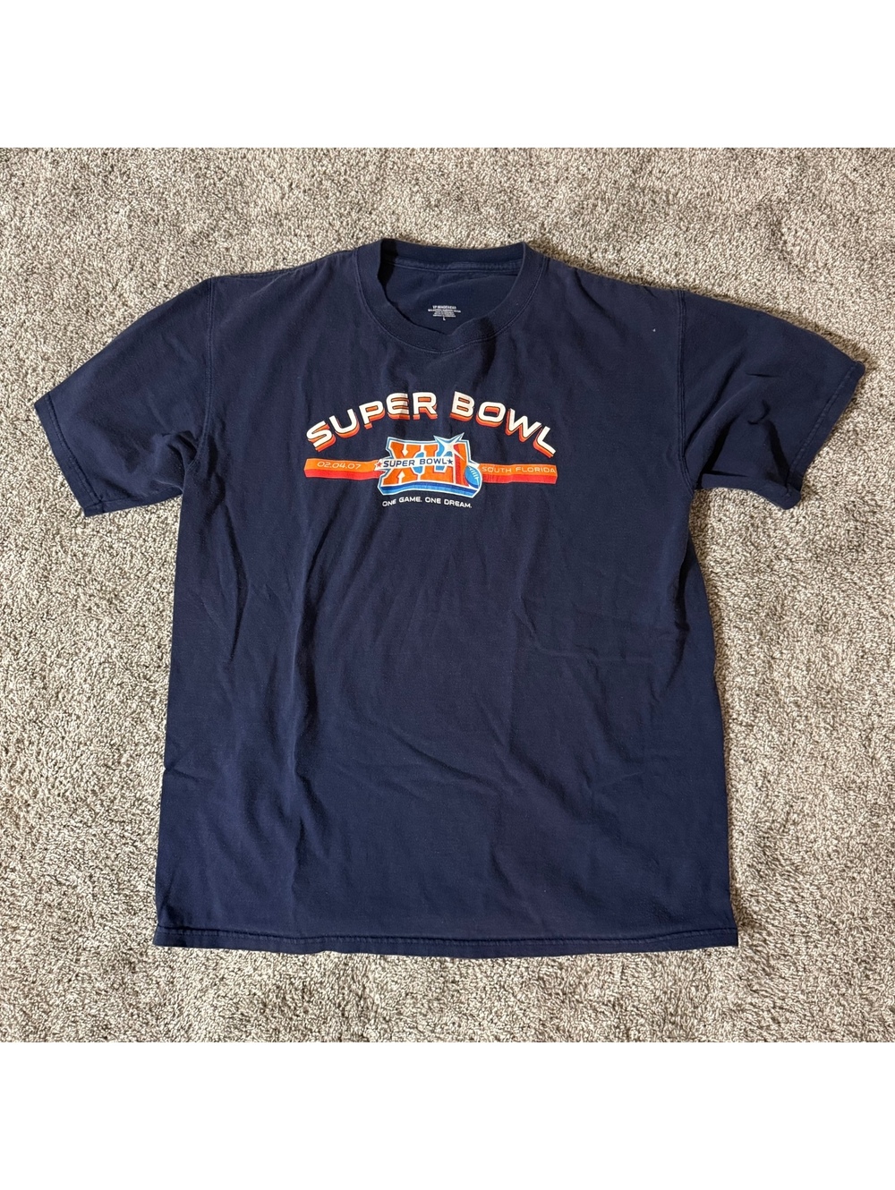 VF Imagewear Super Bowl XLI Navy Blue Graphic T-Shirt Size L